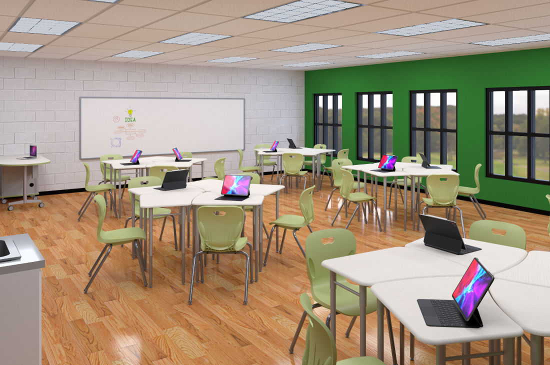 AES- Flow Desk and Explorer Chair Classroom Render 24